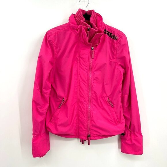 SUPERDRY Japan Hot Pink Black The Windcheater Mesh Lined Outdoor Jacket Medium - Picture 1 of 11